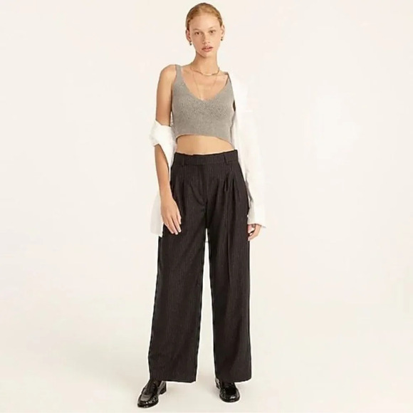 NEW j Crew Pleat-front pant in pinstripe Italian brushed wool - Picture 1 of 15
